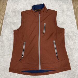 Orvis Vest Mens Large Brown Softshell Full Zip Fleece Lined Outdoor Hiking